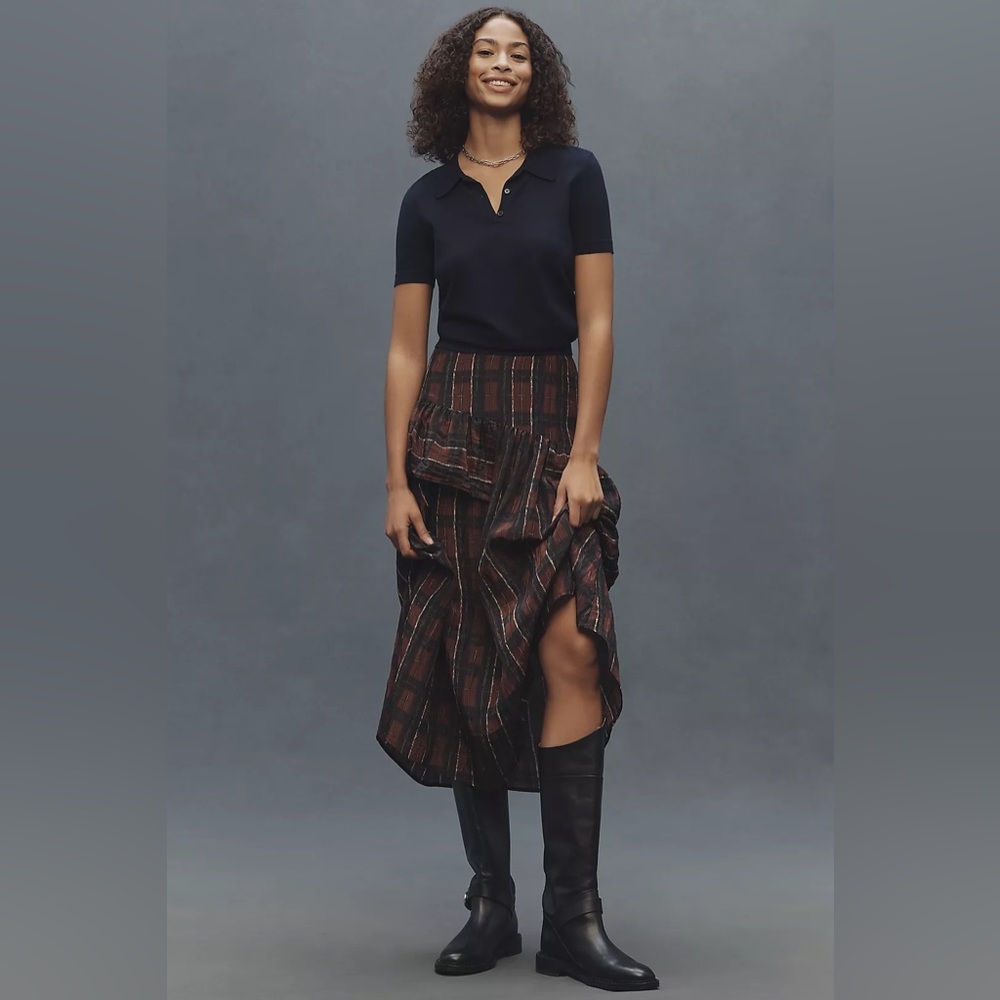NWT! Anthropologie Baum und Pferdgarten Sabela Asymmetric Midi Skirt - Size 6🍯
